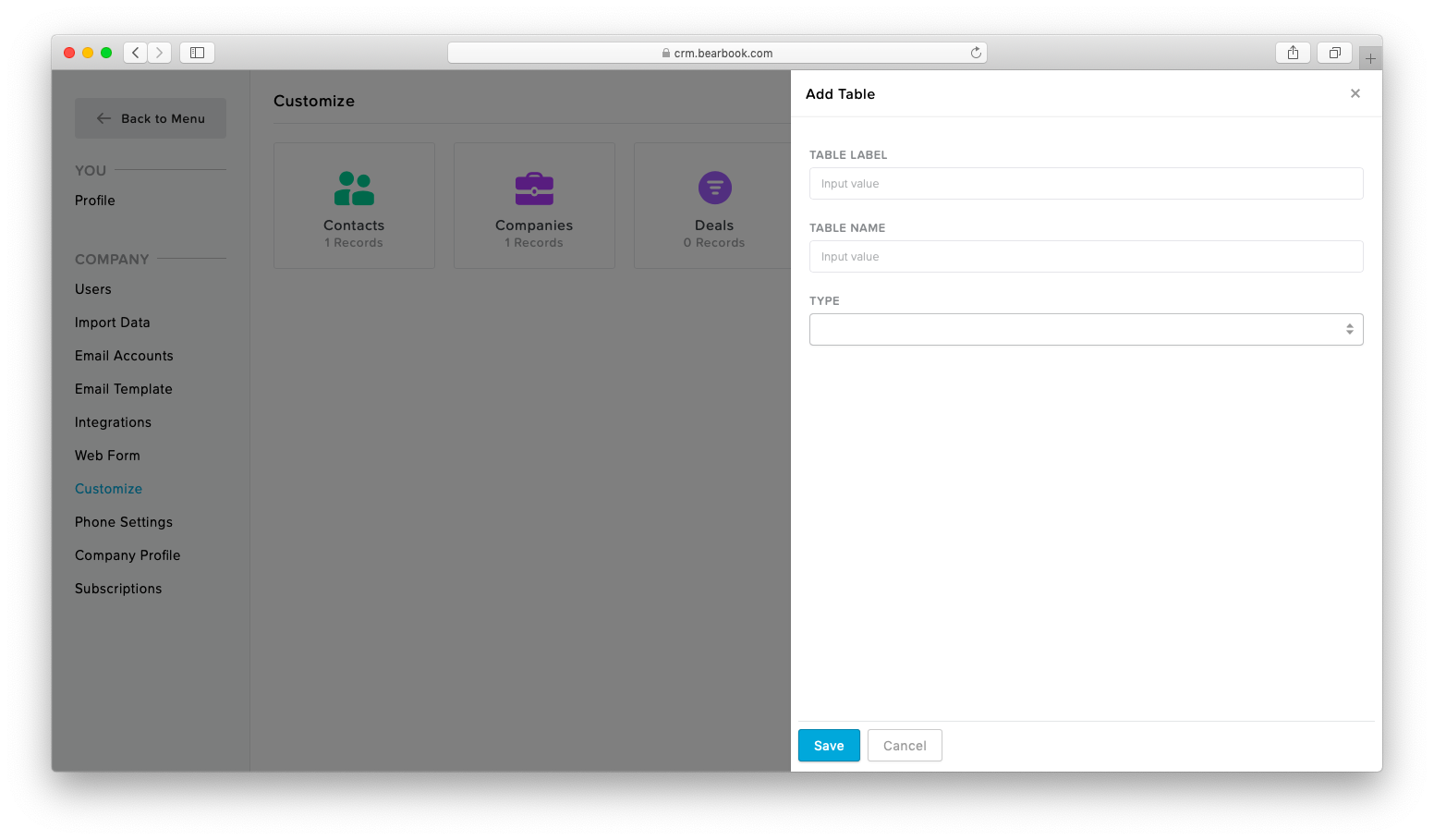 Bearbook CRM Customization
