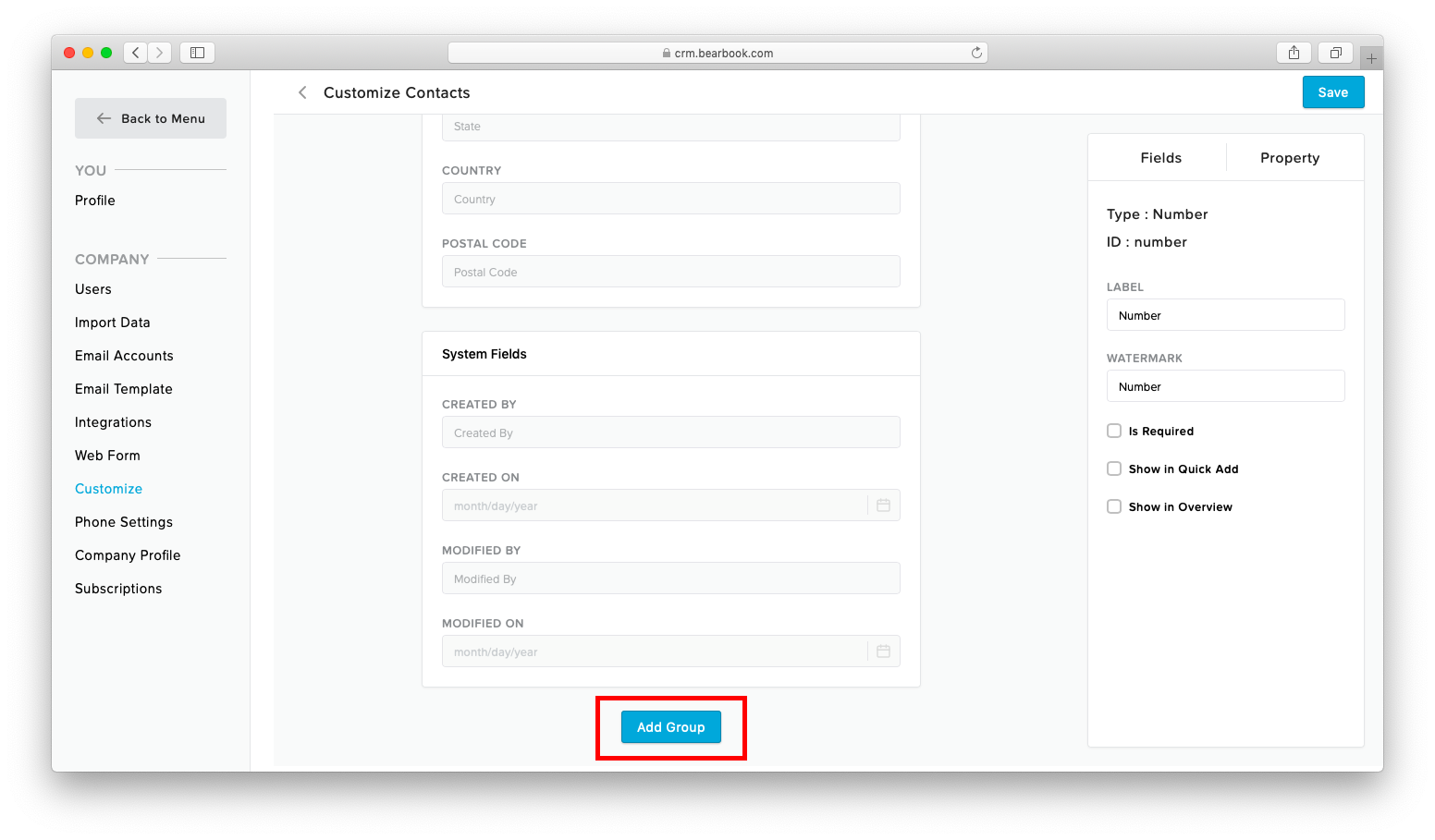 Customization Bearbook CRM