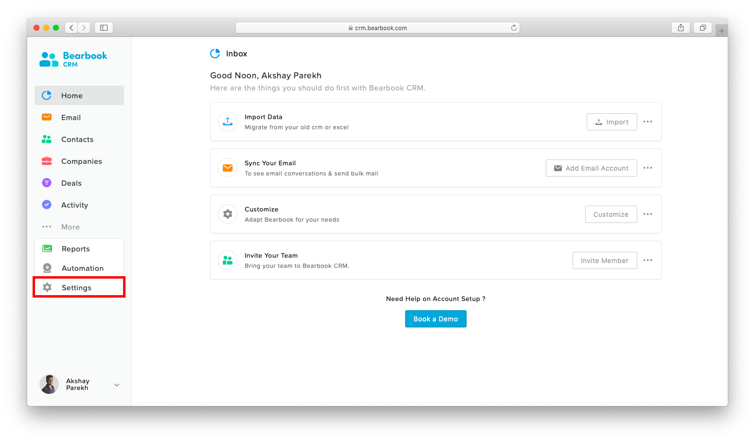Import data in Bearbook CRM