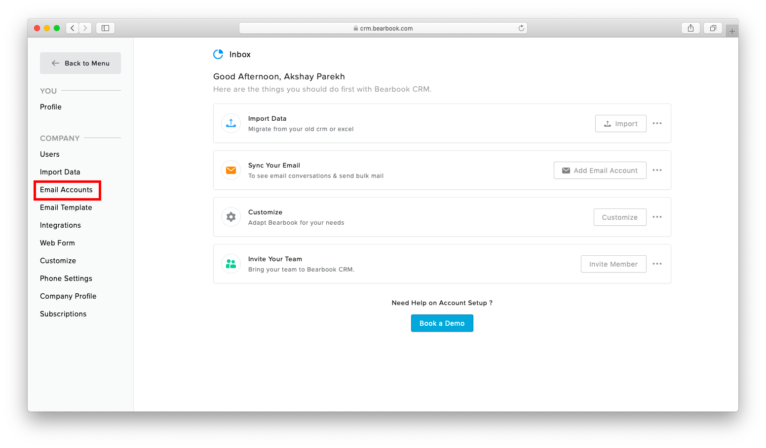 Built-in Email Bearbook CRM