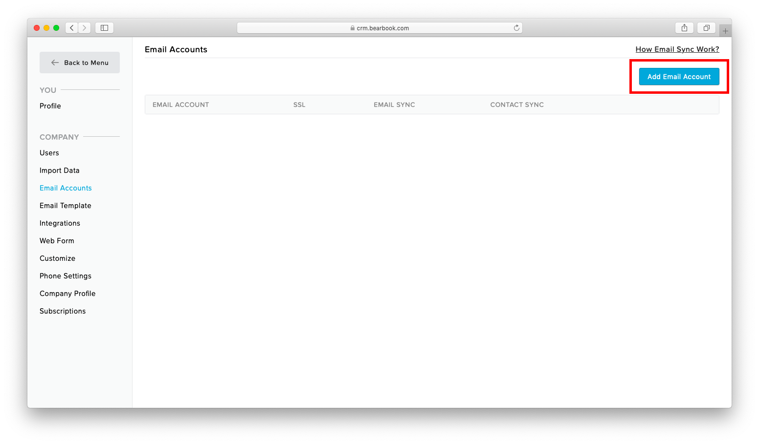 Built-in Email Bearbook CRM
