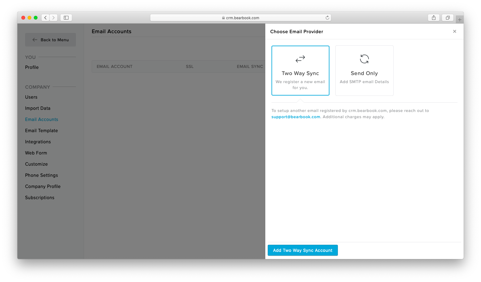 Built-in Email Bearbook CRM