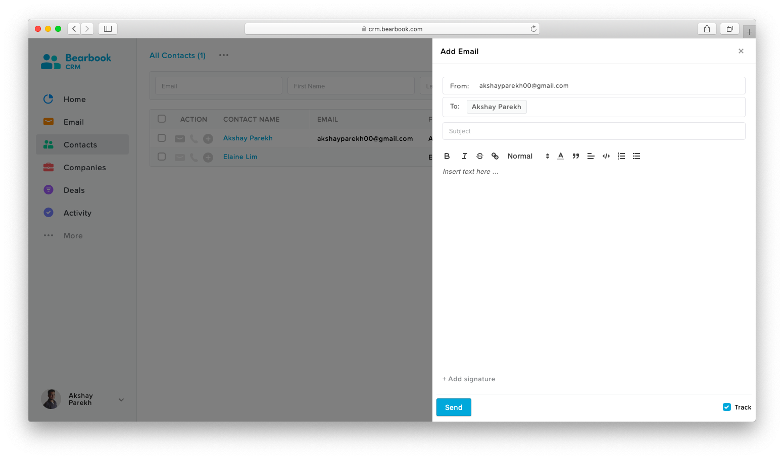 Built-in Bearbook CRM
