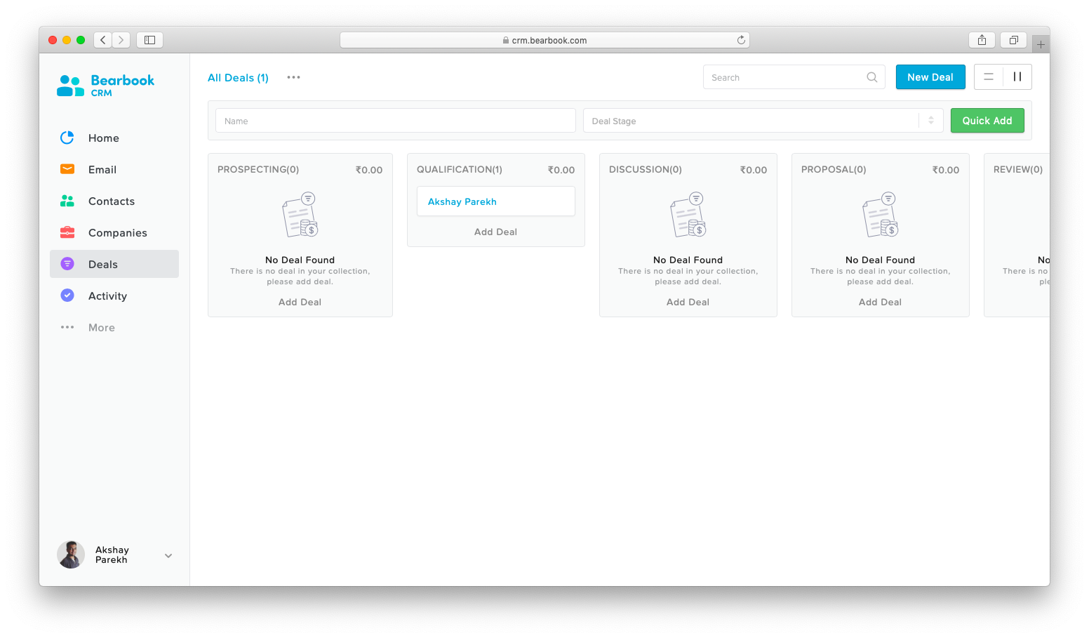Deals Bearbook CRM