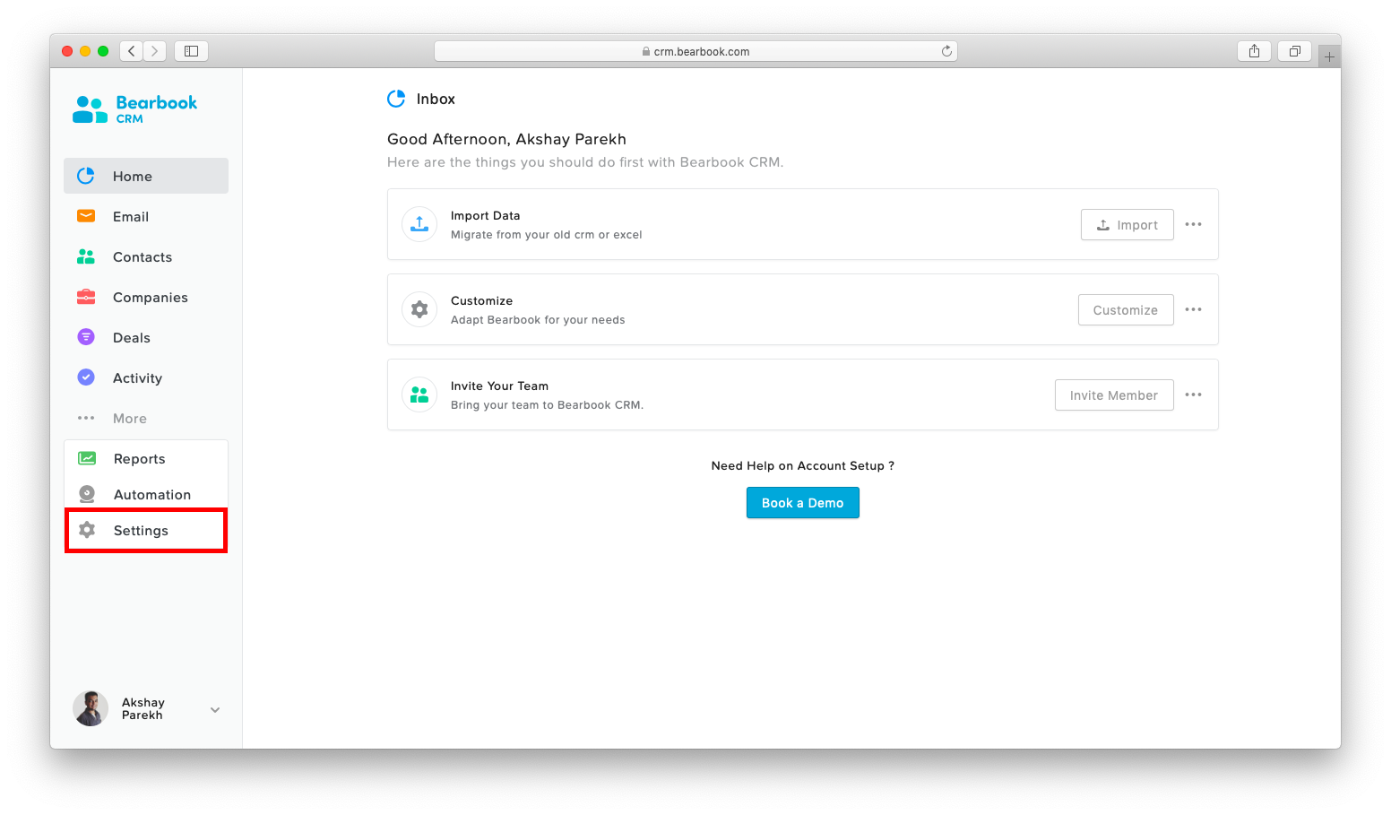 Built-in call Bearbook CRM