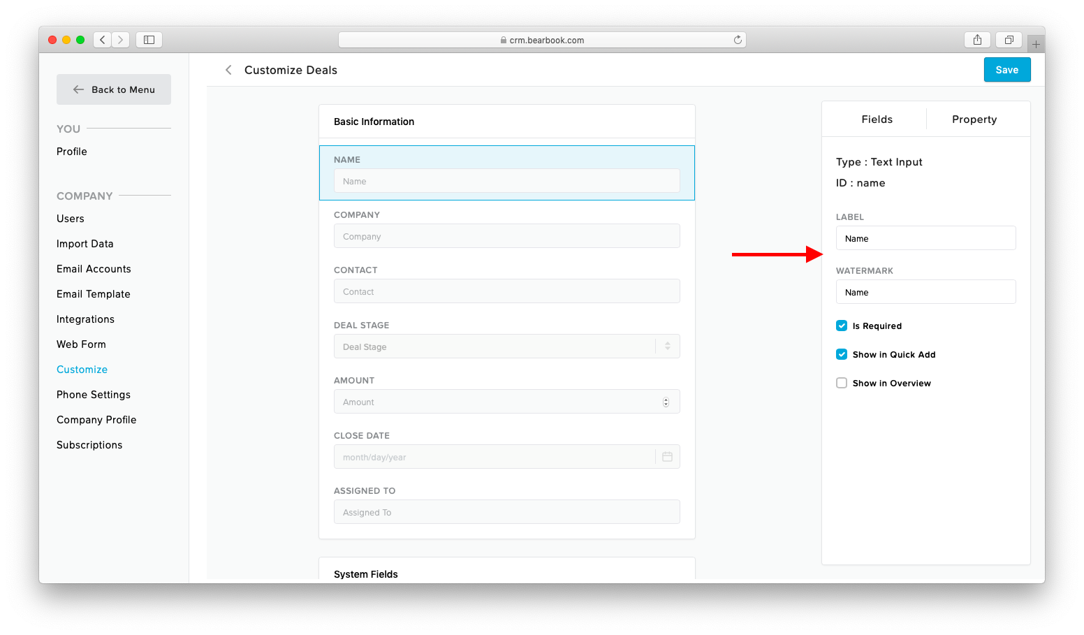 Deal Customization Bearbook CRM