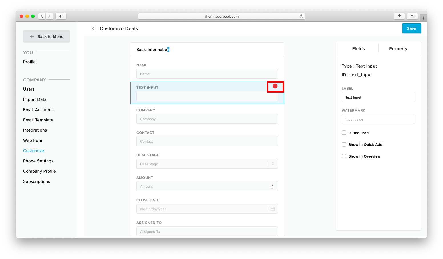 Deal Customize Bearbook CRM