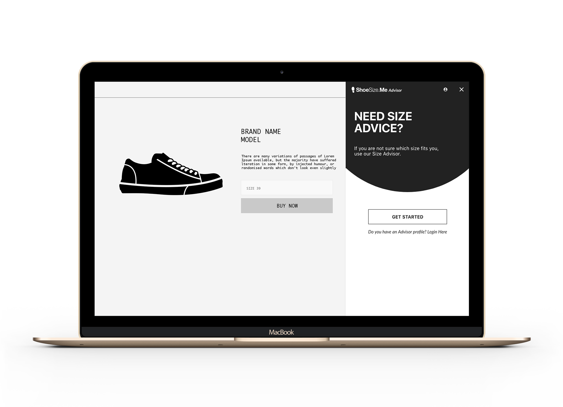 ShoeSize.Me Size Advisor© display