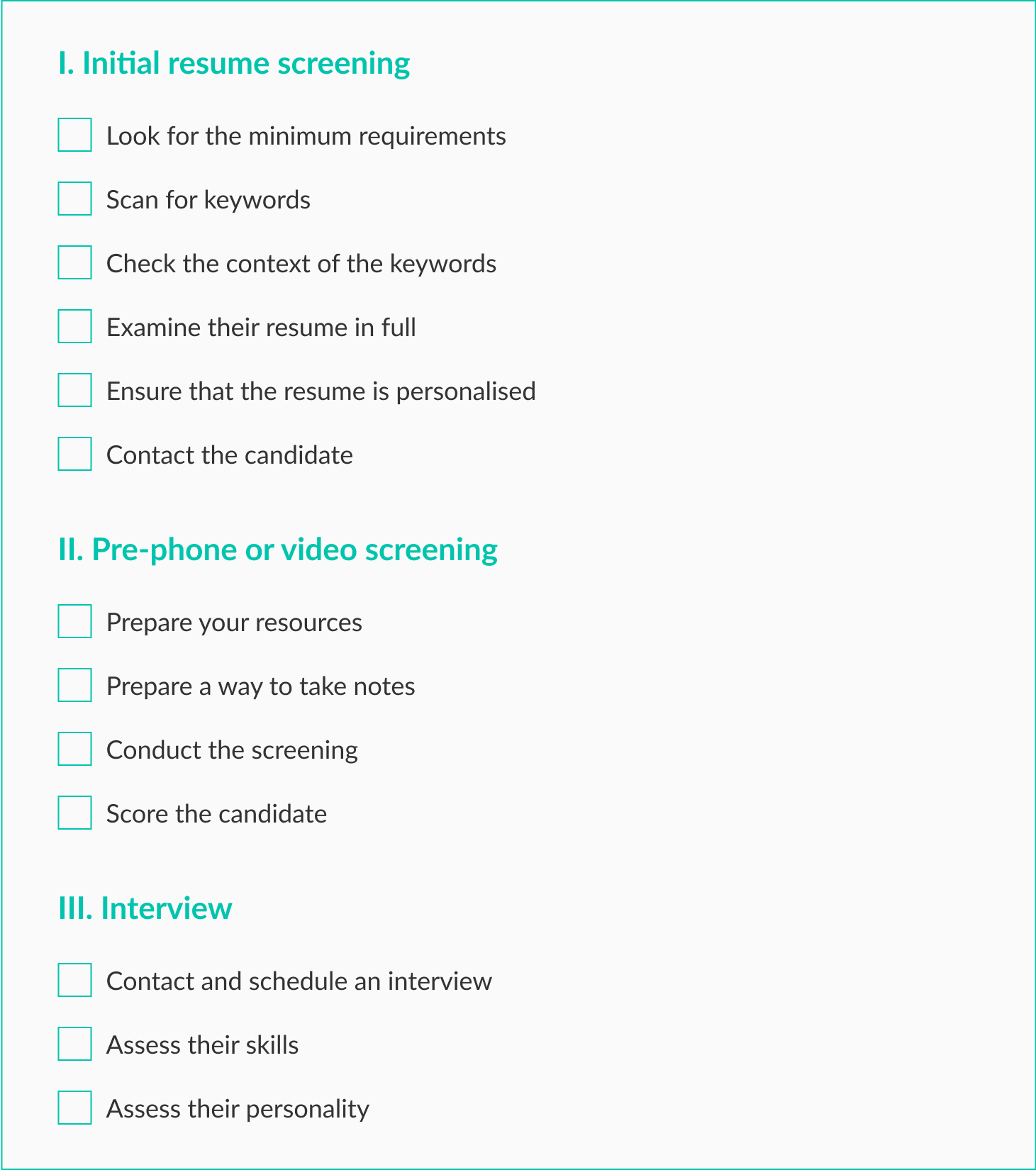 checklist para crear un departamento de RRHH