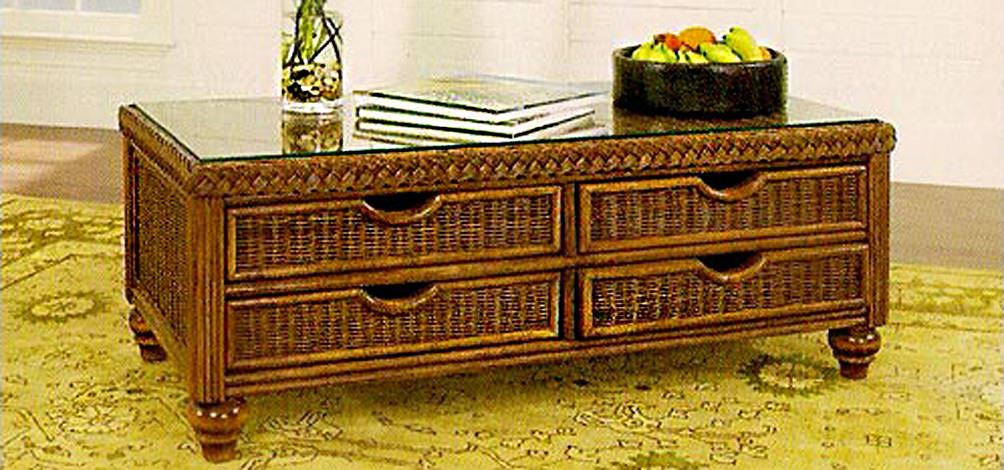 Classic Rattan Wicker Coffee Table Dartmouth Casual Furniture Classic Rattan Wicker Coffee Table, Wicker Coffee Table With Drawers