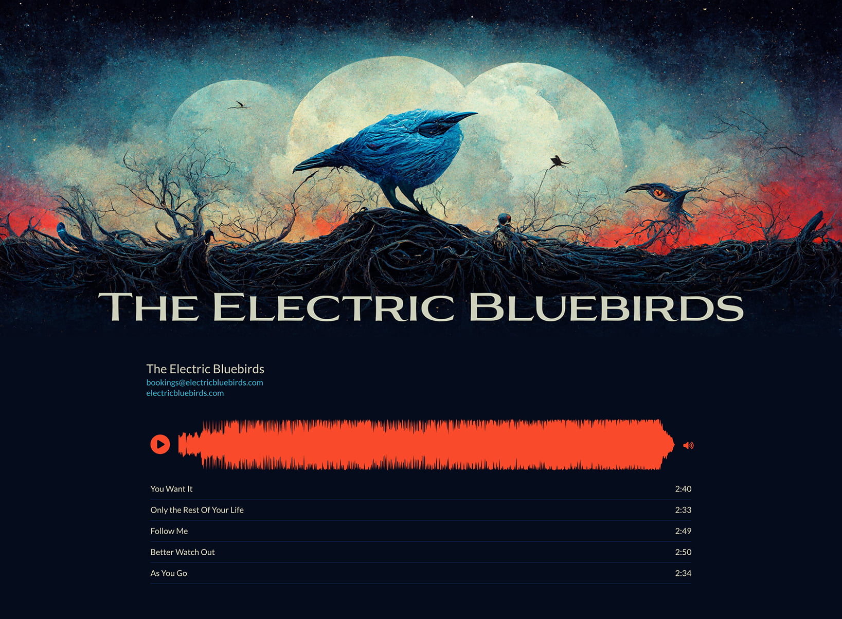 Example of a musician EPK made with ReelCrafter
