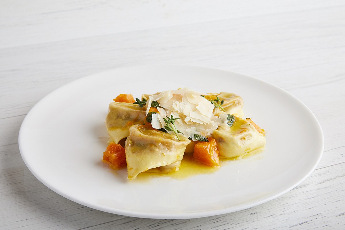 Fresh Pumpkin Tortelli with Provolone del Monaco Fondue