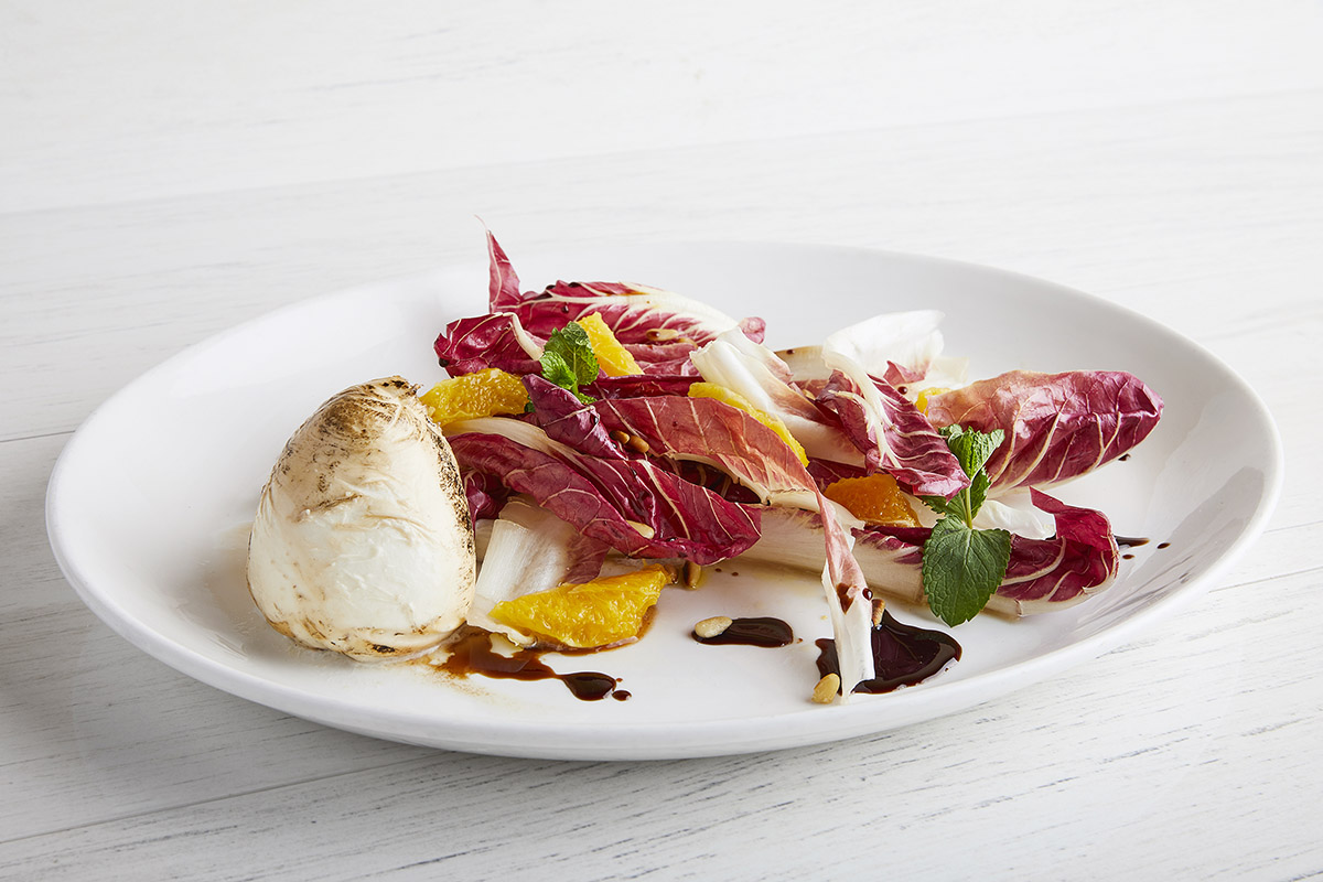 Salad with Late-Growing Red Trevisano Radicchio and Smoked Burrata