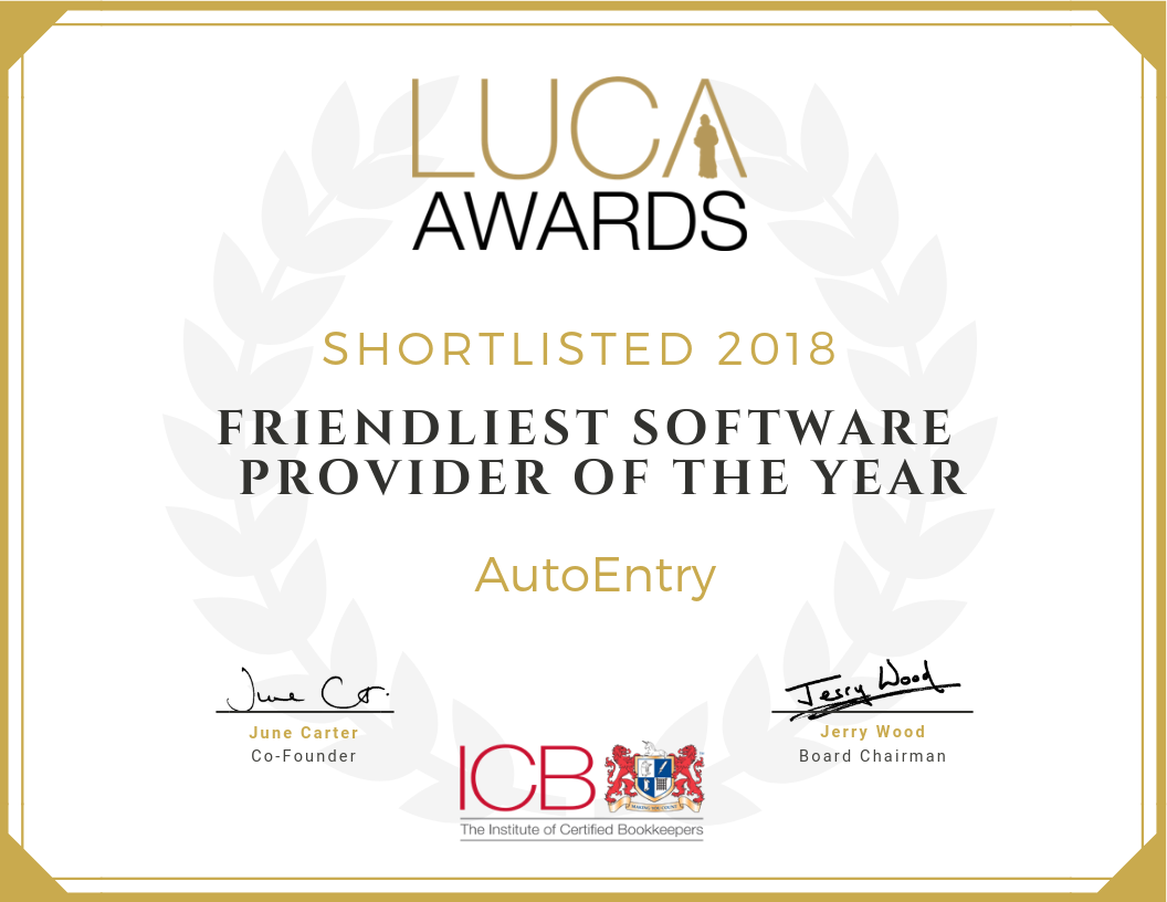 Shortlisted Friendliest Software Provider of the Year Luca Awards  2018