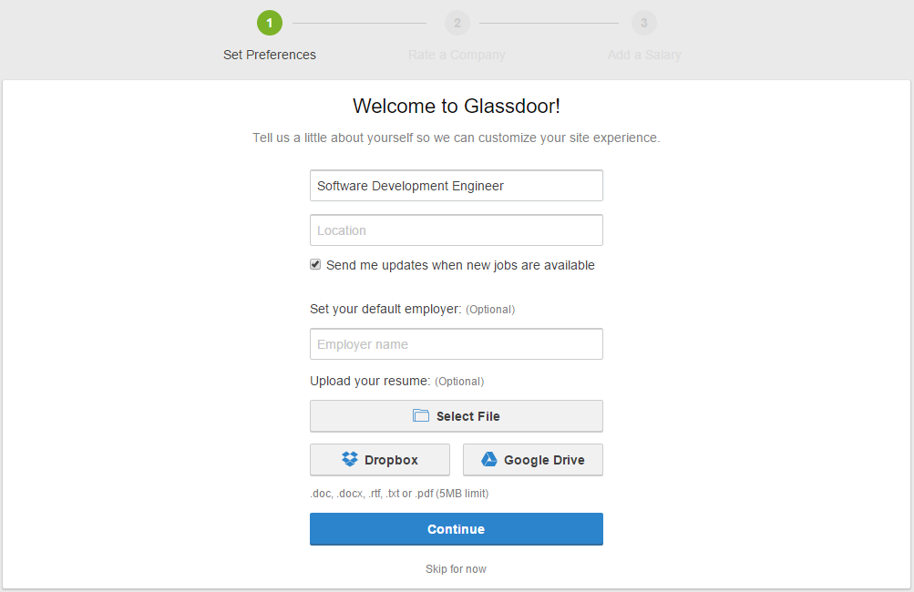 Glassdoor form