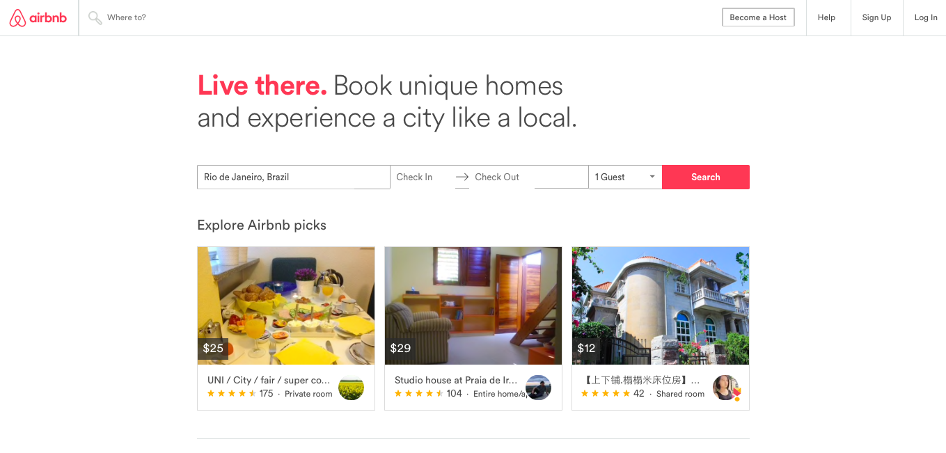 AirBnB search funcitonality