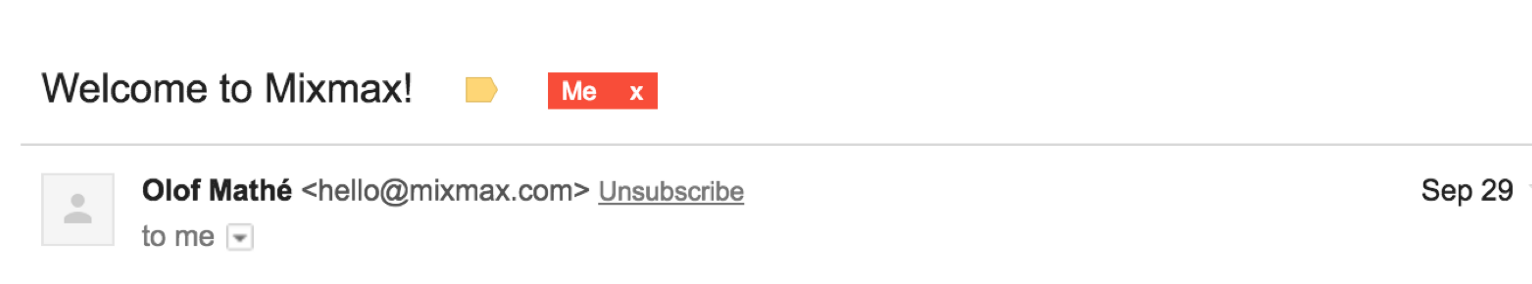 A screenshot of an email without an image in the avatar