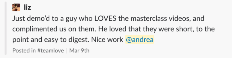 a note of kudos to the author about her onboarding videos