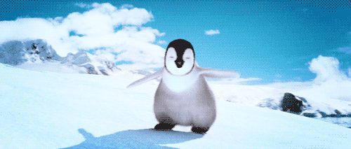 A GIF of a penguin dancing (from the movie Happy Feet)
