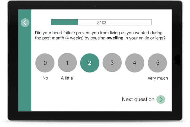 Tablet showing the Support-HF app