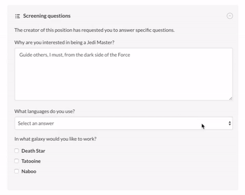 Add screening questions to your recruitment process