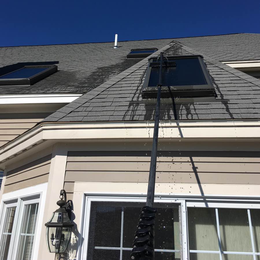 Pristine Cleaning Co Window Residential Windows Being Cleaned By Window Cleaning Crew In Portland Me