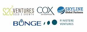 Logos for s2g ventures, cox enterprises, skyline global partners, bunge fi nistere ventures