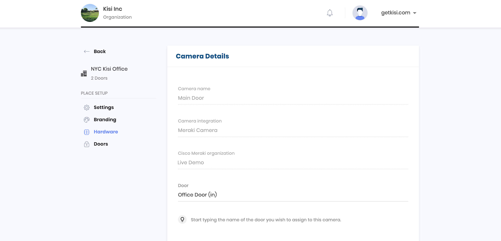 Kisi Meraki Camera Dashboard