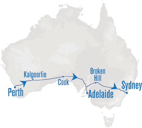 The Indian Pacific departing Perth
