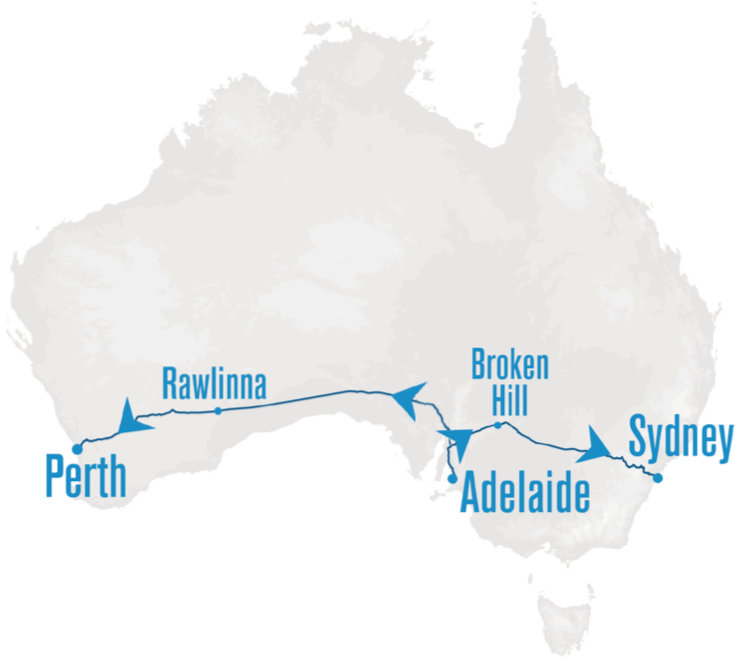 The Indian Pacific departing Adelaide