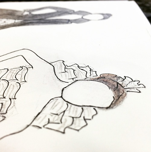 Sketch of paper dress.
