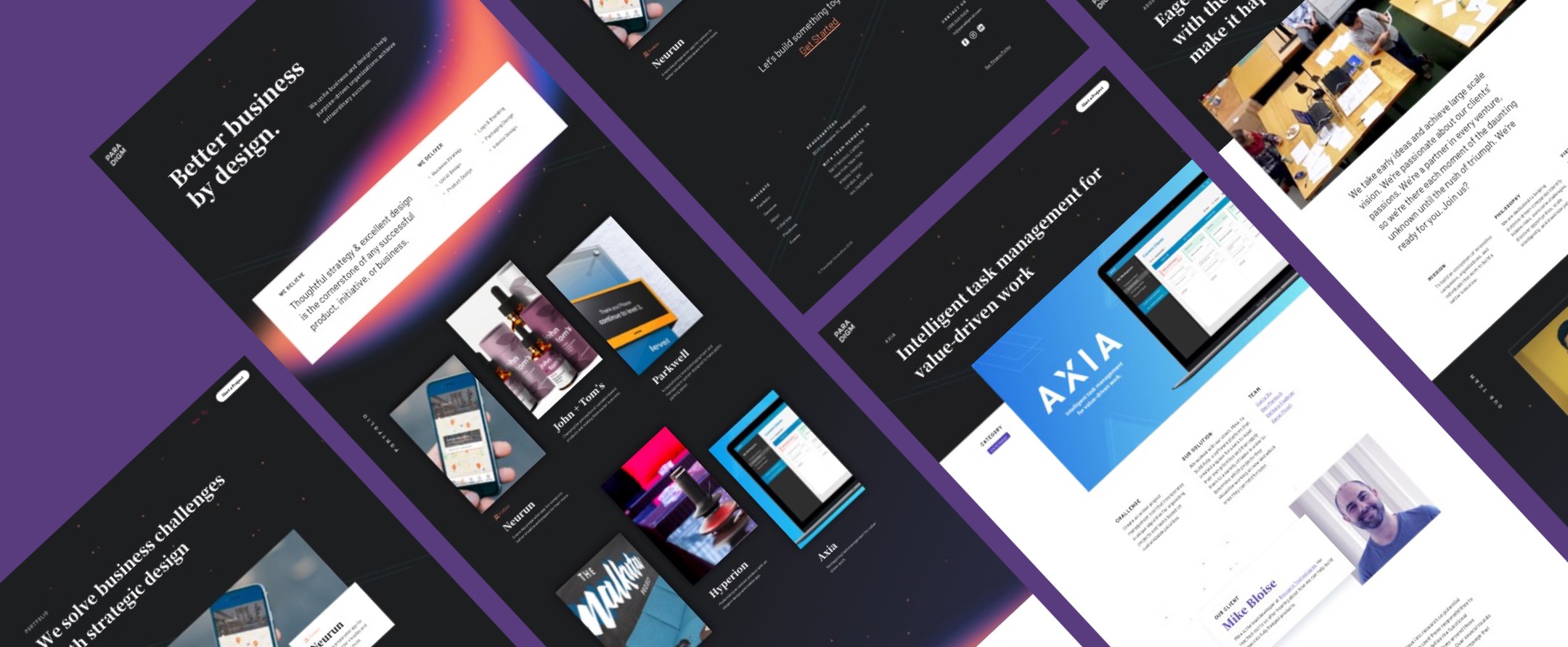 Spread of final website visual designs.