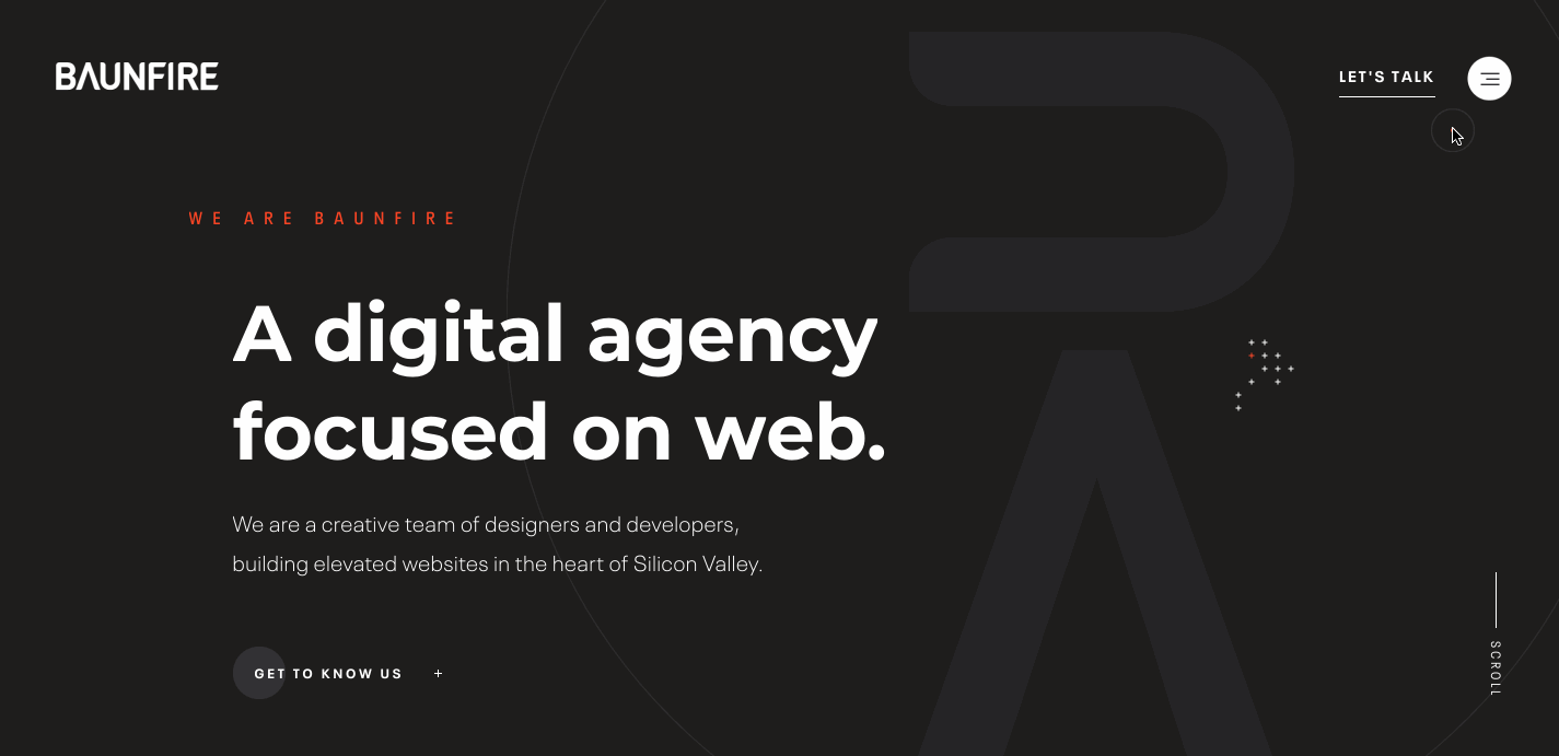 Animation of Baunfire agency website as inspiration.