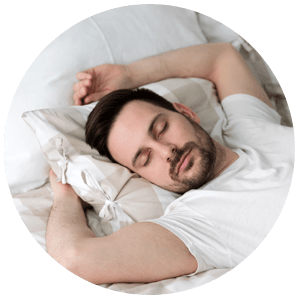 Man resting peacefully, not snoring
