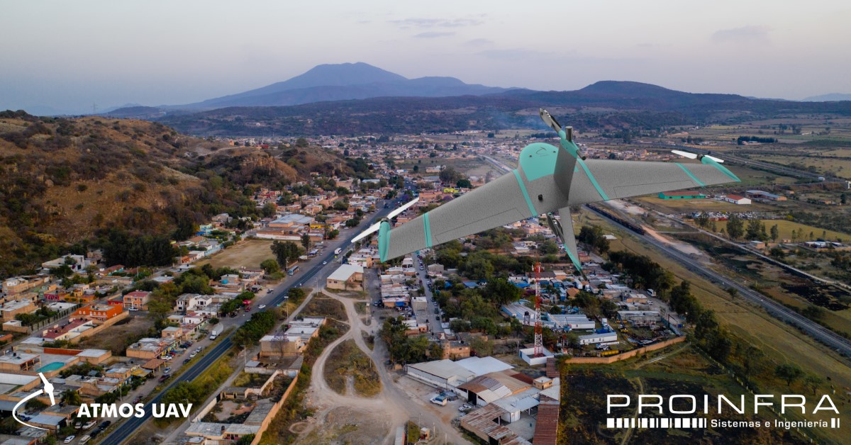 Illustration of a Marlyn Drone flying over Magdalena, Mexico