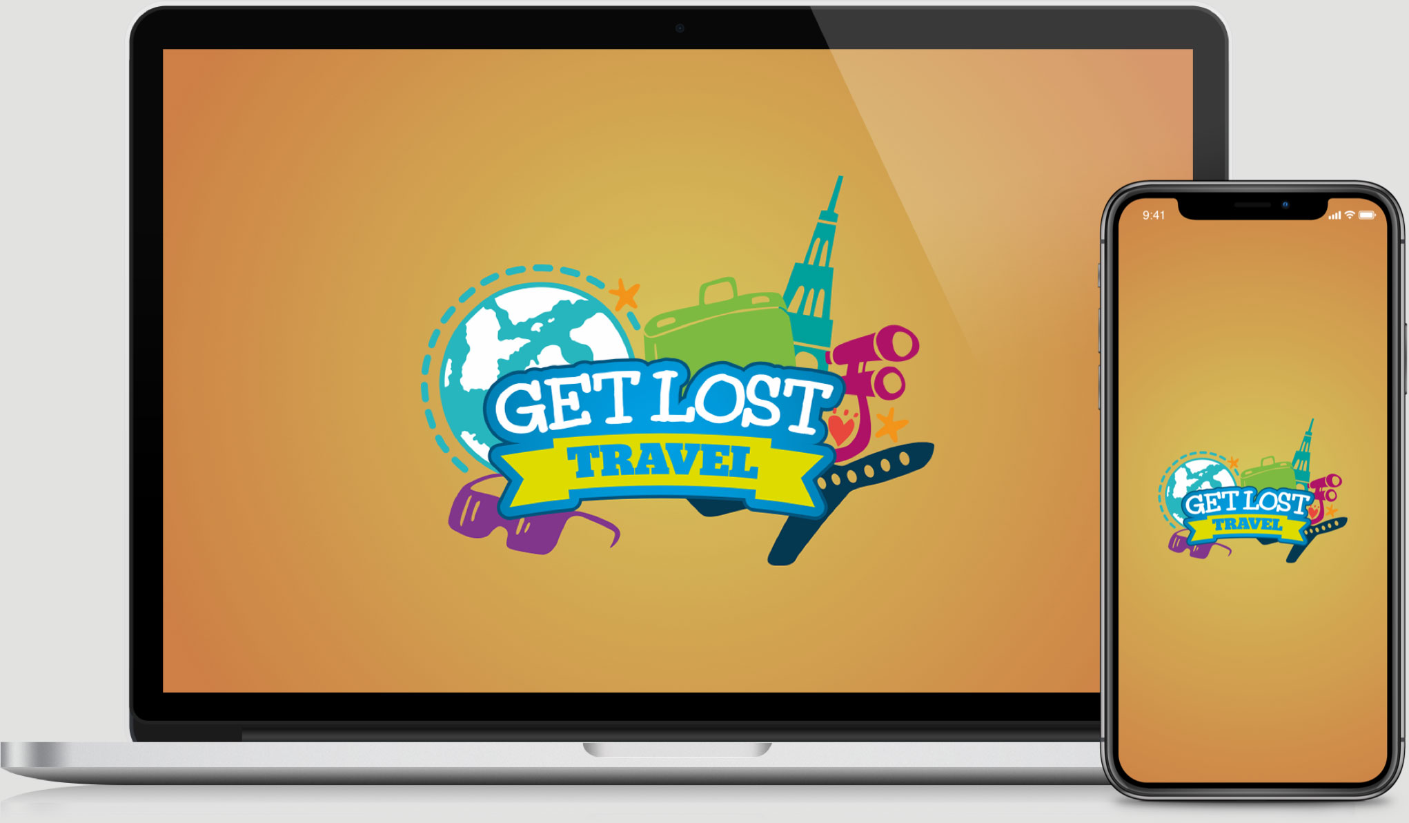Get Lost Travel Laptop and iPhone