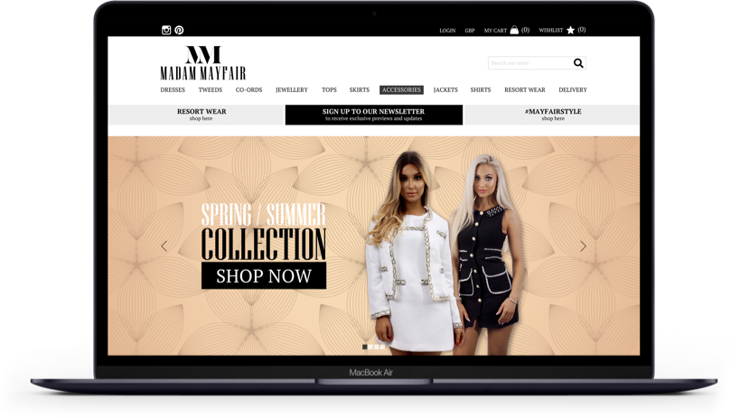 website design on a laptop