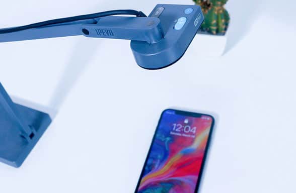 Image of camera looking down on phone for mobile usability