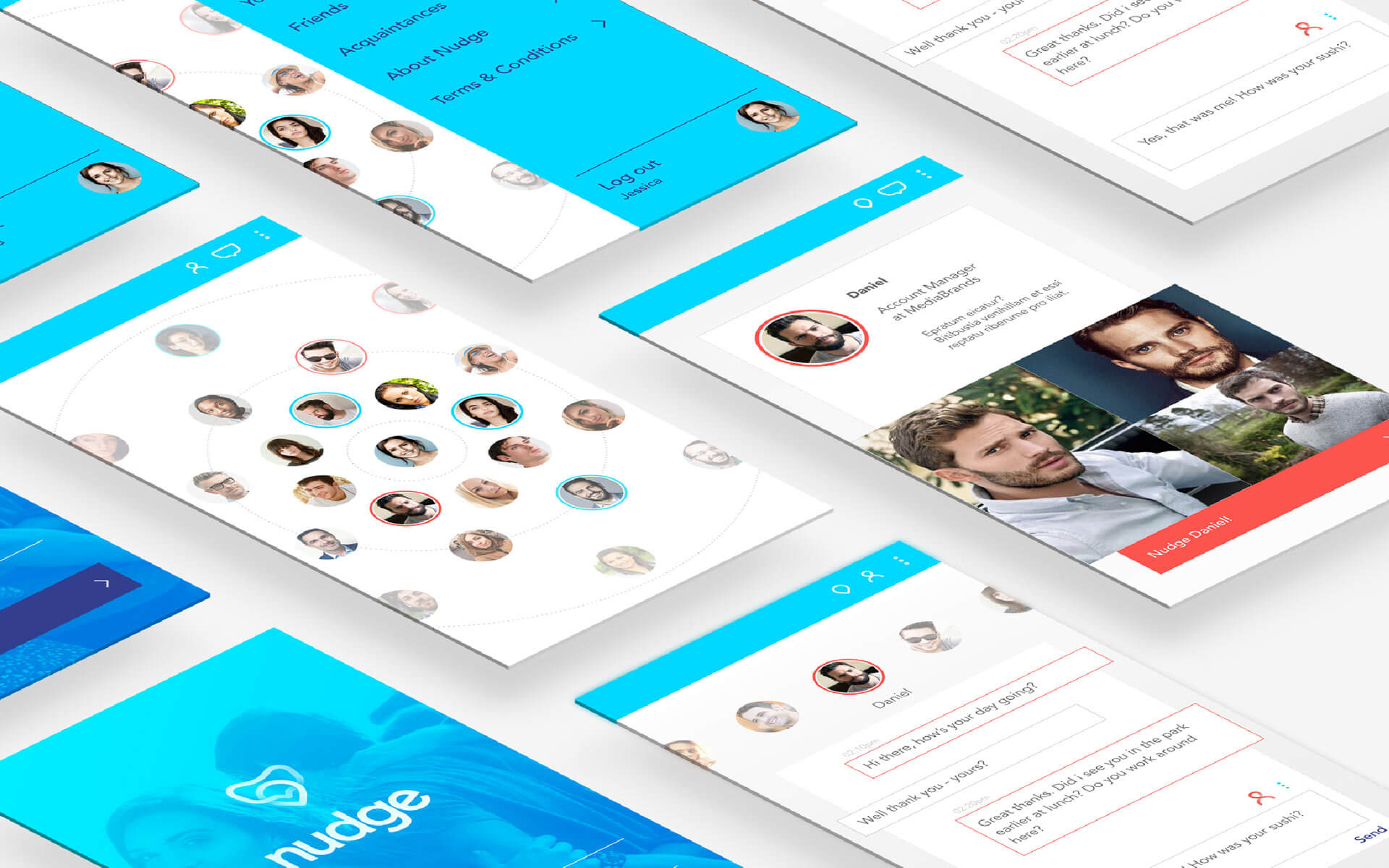 Nudge App UX/UI screens