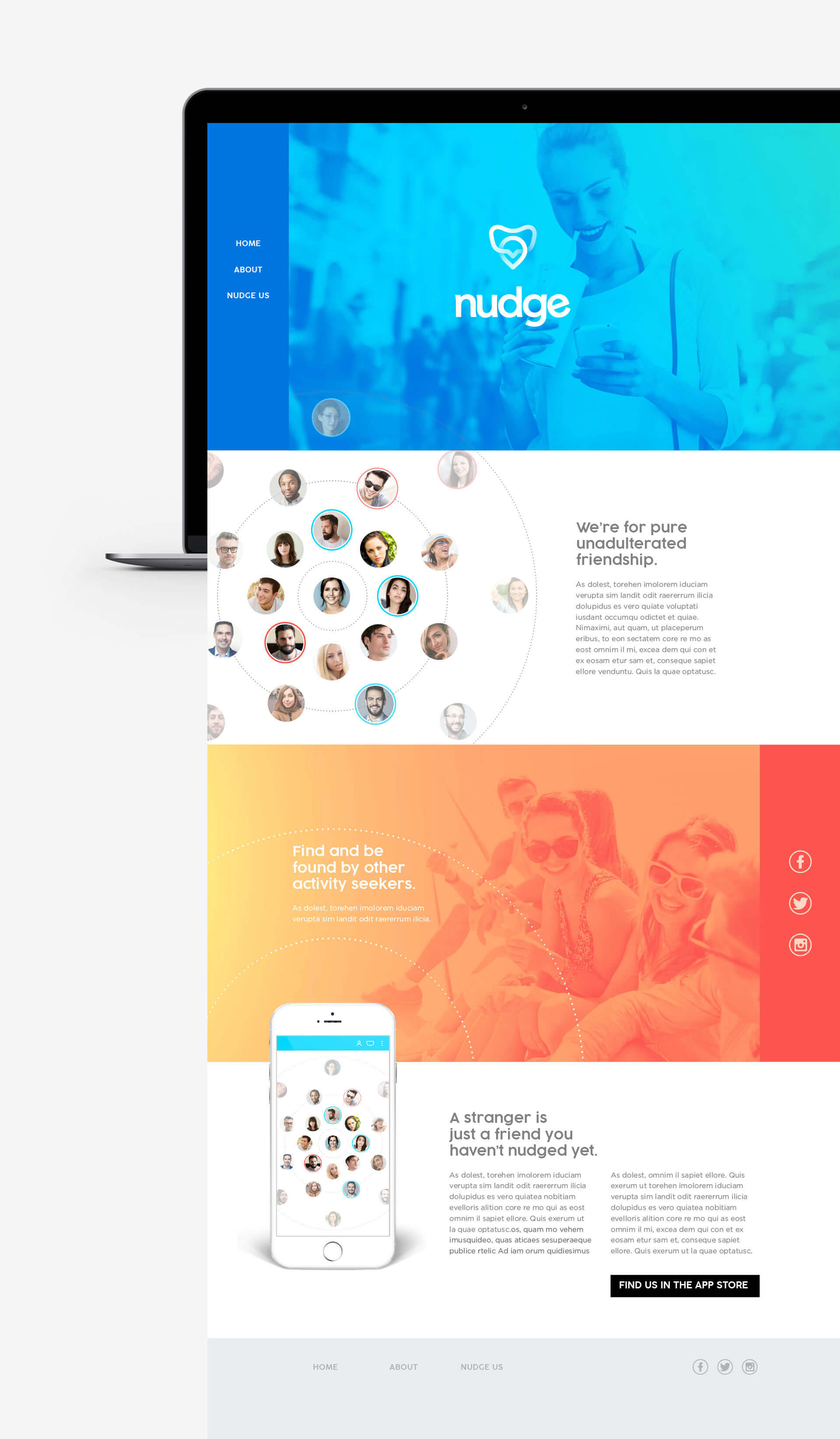 Nudge website homepage design
