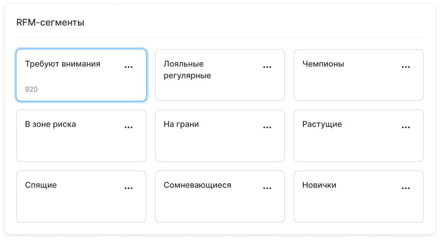 rfm-сегменты в интерфейсе passteam