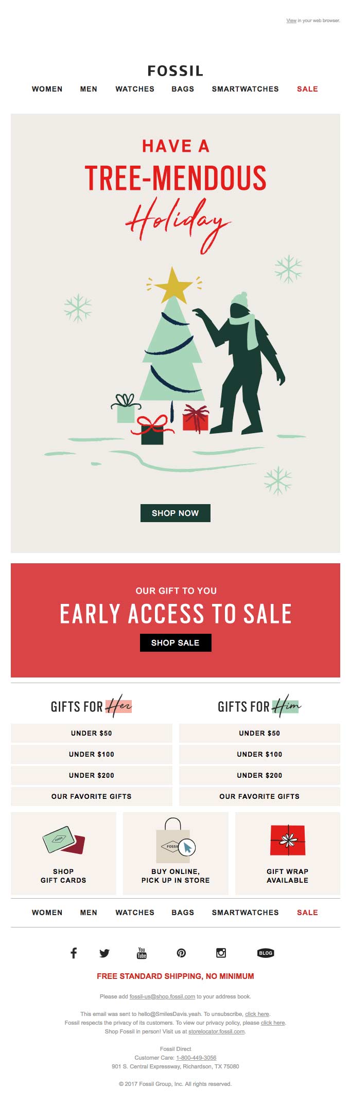 Heavily designed e-commerce email for a frashion brand