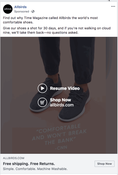 Facebook retargeting ad example
