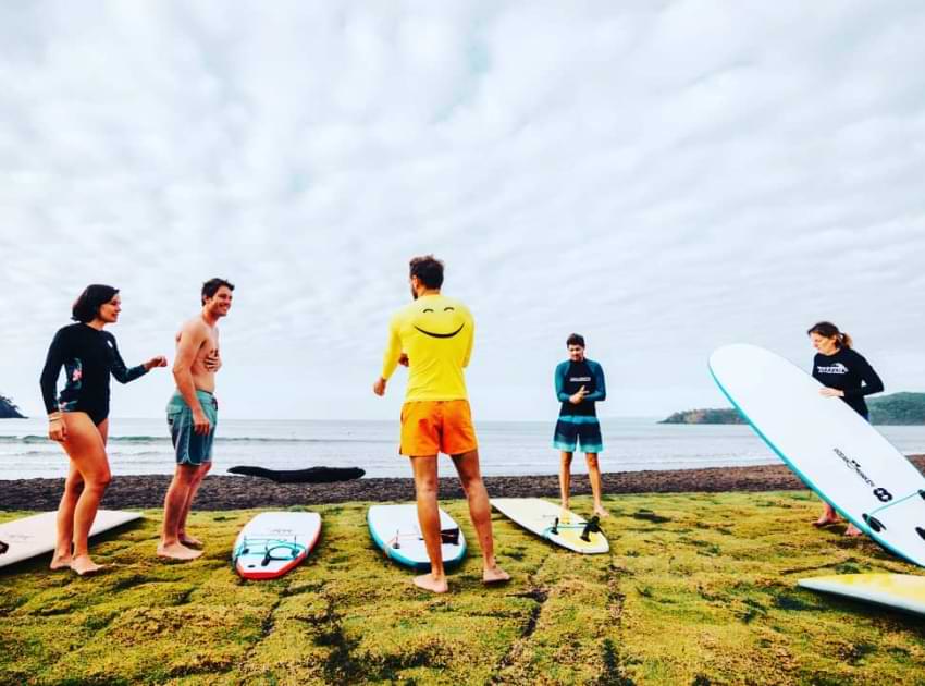 Playa Venao, Panama surfer lesson in action
