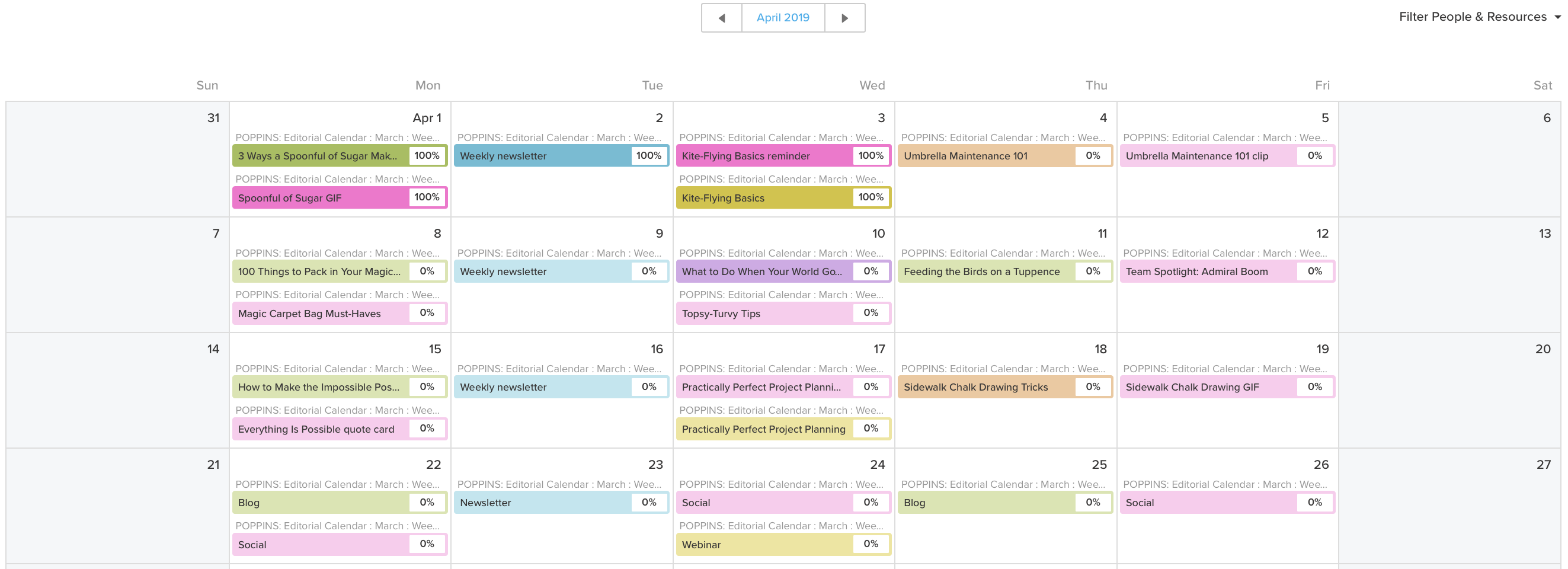 monthly content calendar example