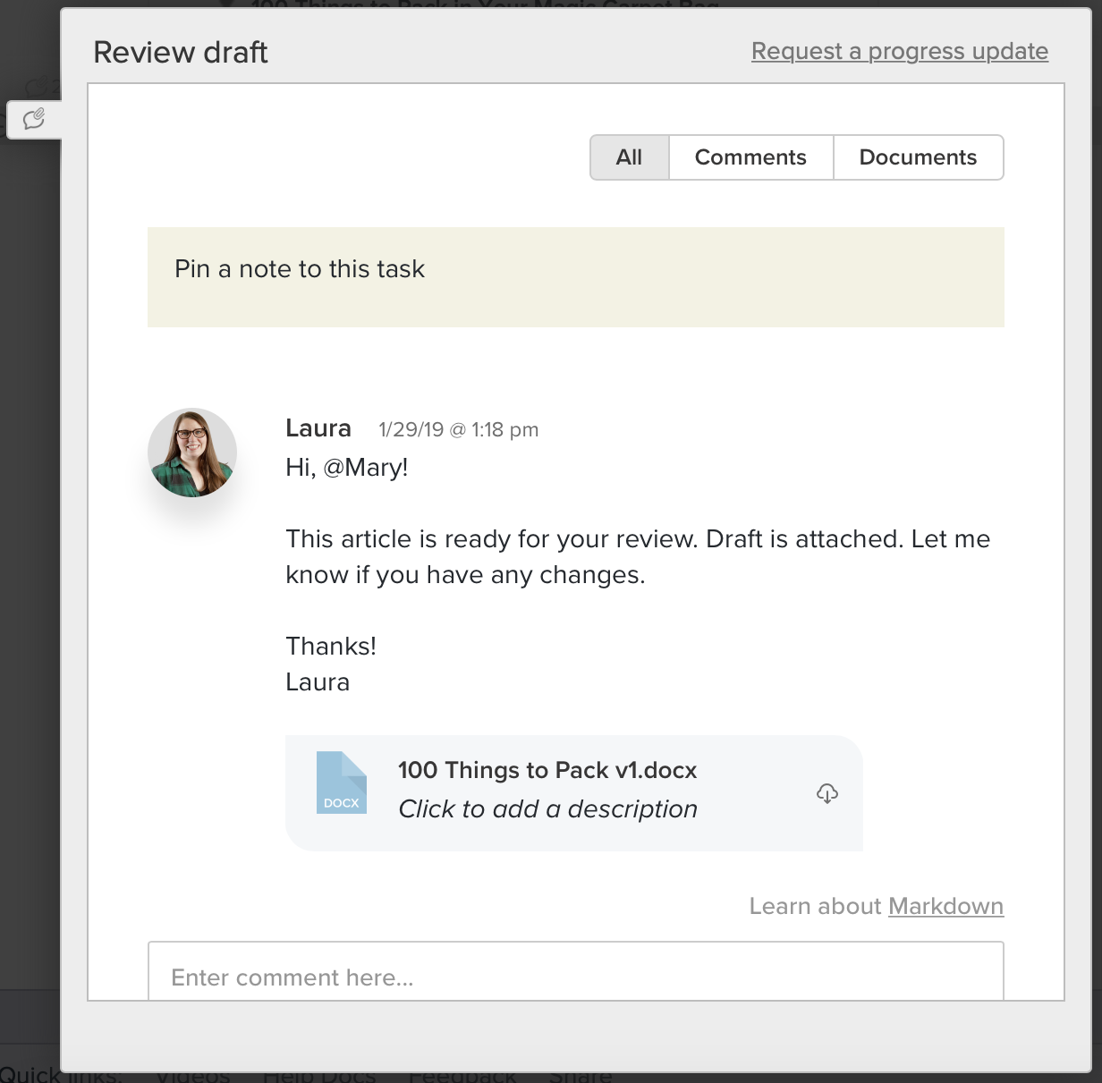 sending blog content for review