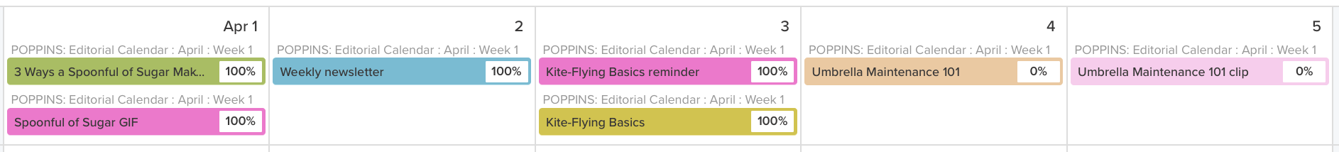 example of published content status on editorial calendar