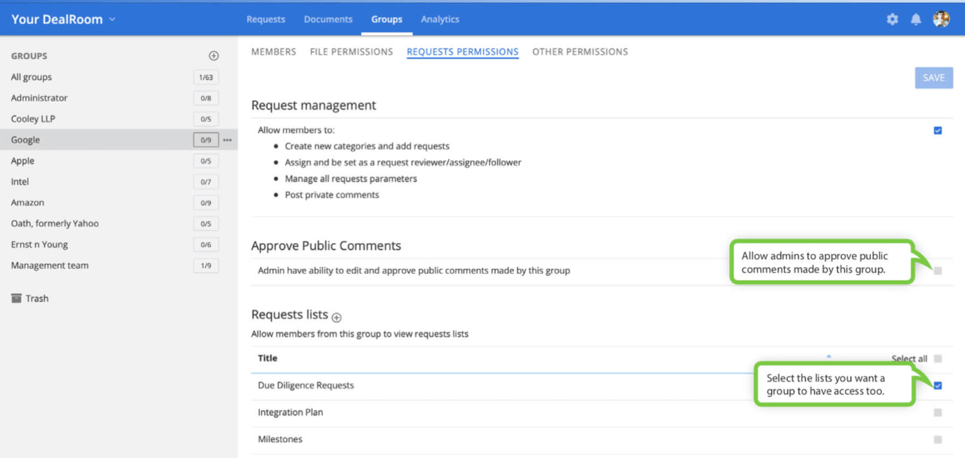 VDR request permissions