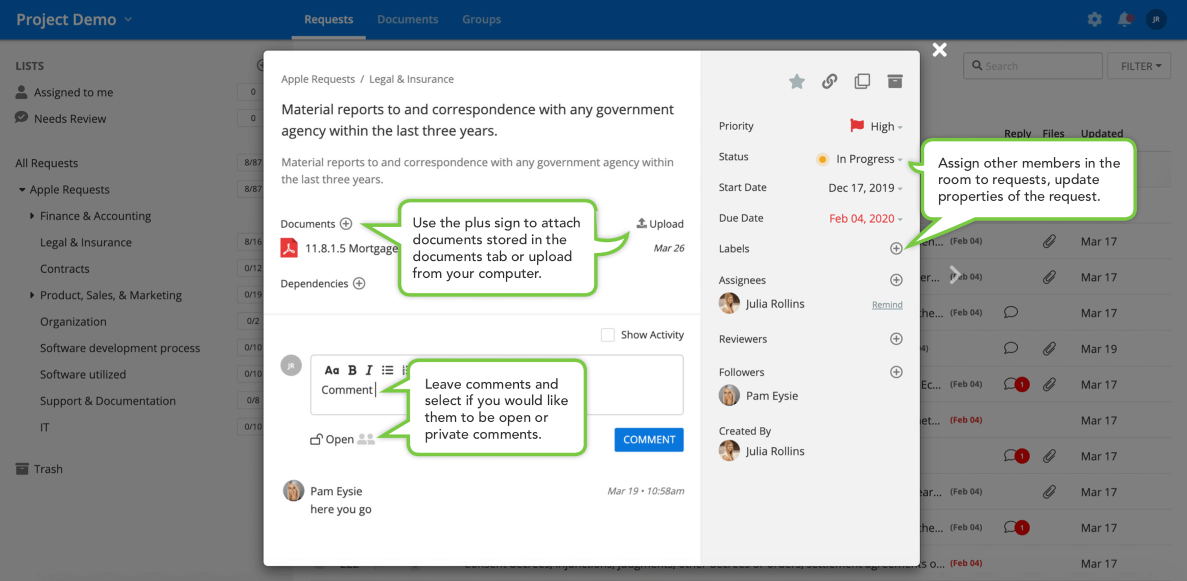 dealroom due diligence request
