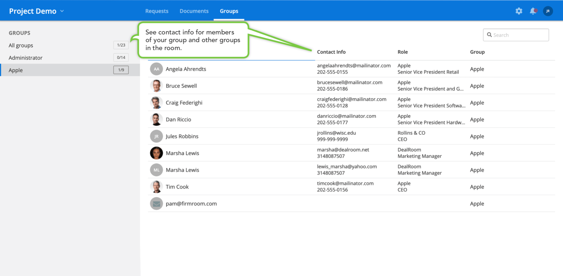 VDR user groups tab